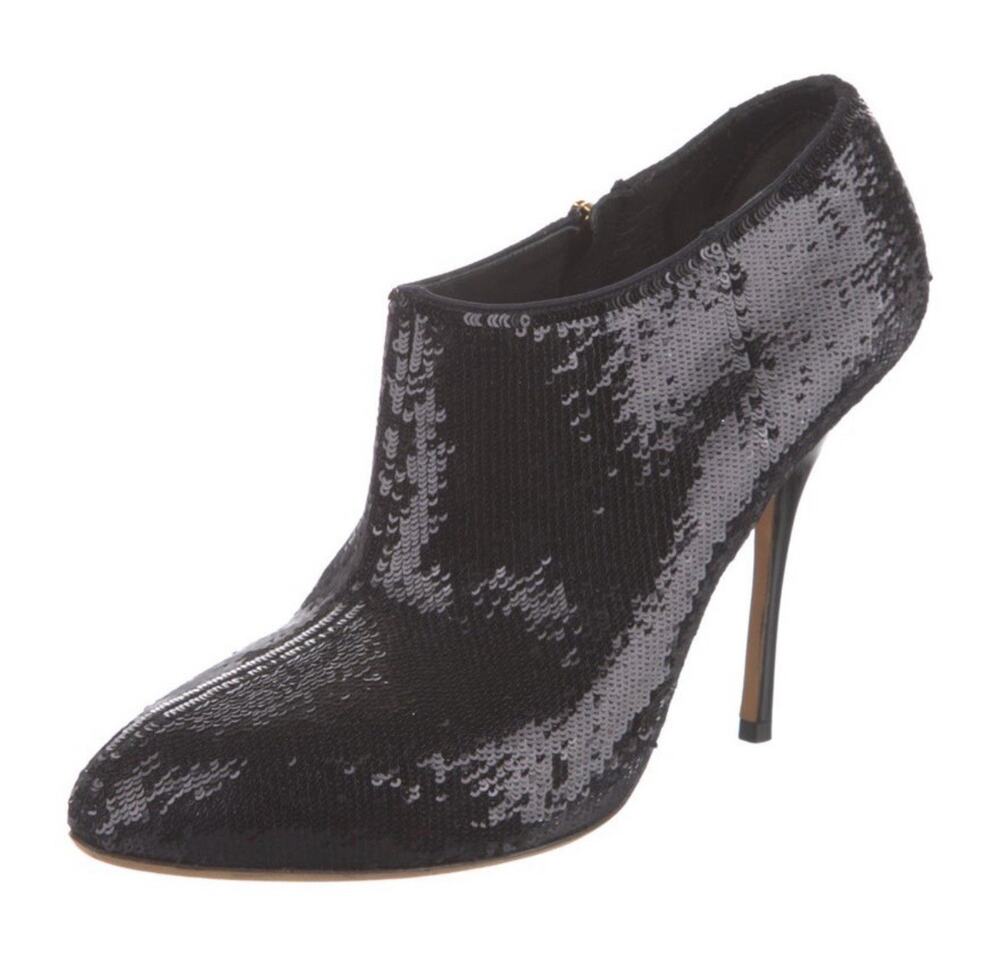 GUCCI Black Sequin Ankle Booties Heeled Boots EU 38.5 US 8.5 EUC